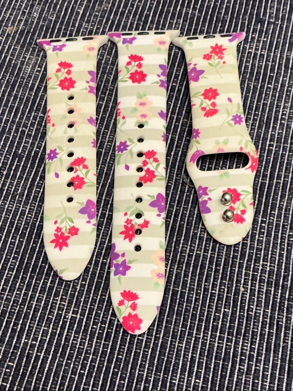 Apple Floral Replacement Watch Band - Cream with Pink & Purple Flowers
